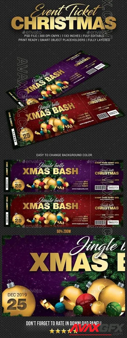 GraphicRiver - Xmas Bash Party Event Ticket - 22968889