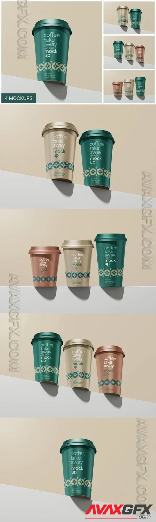 Paper Take Away Coffee Cup Mockup Set