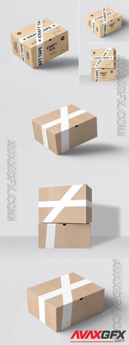 Kraft Box Packaging Mockup Set