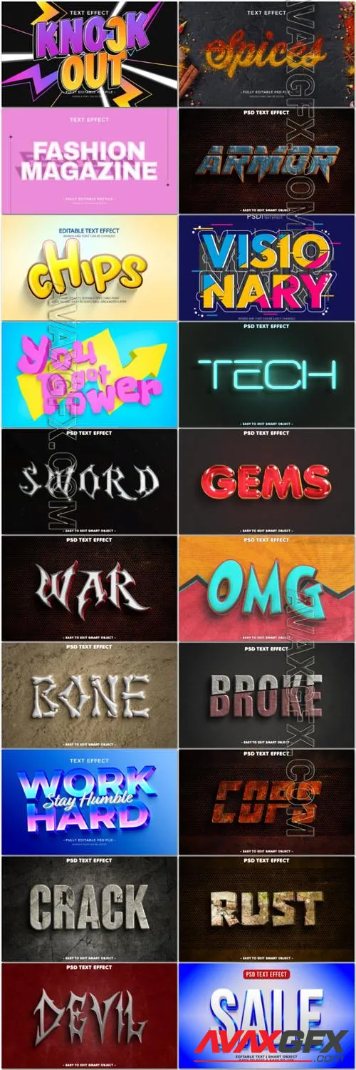 20 Psd style text effect editable set vol 75