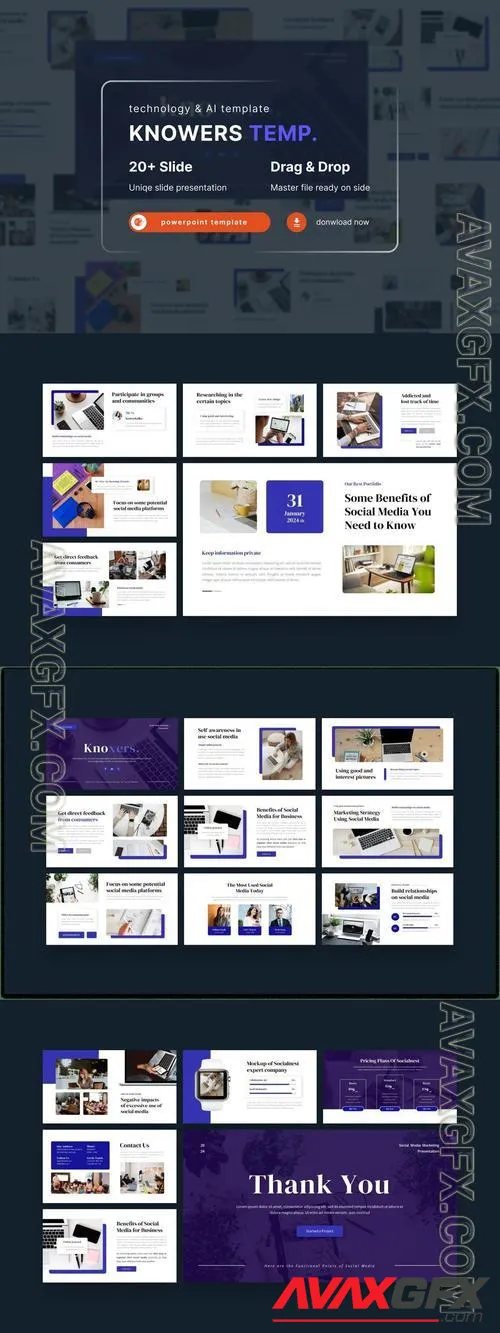 Knowxer - Social Media Powerpoint Template