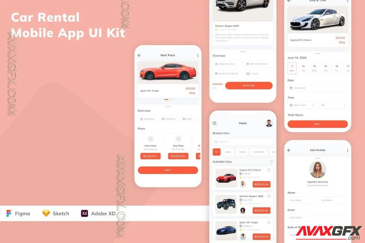 Car Rental Mobile App UI Kit D7R5Z6Z