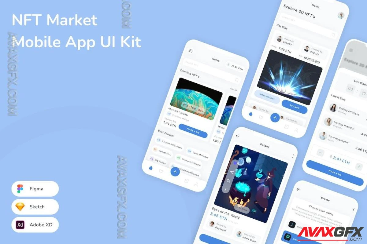 NFT Market Mobile App UI Kit 2SG3Q4R
