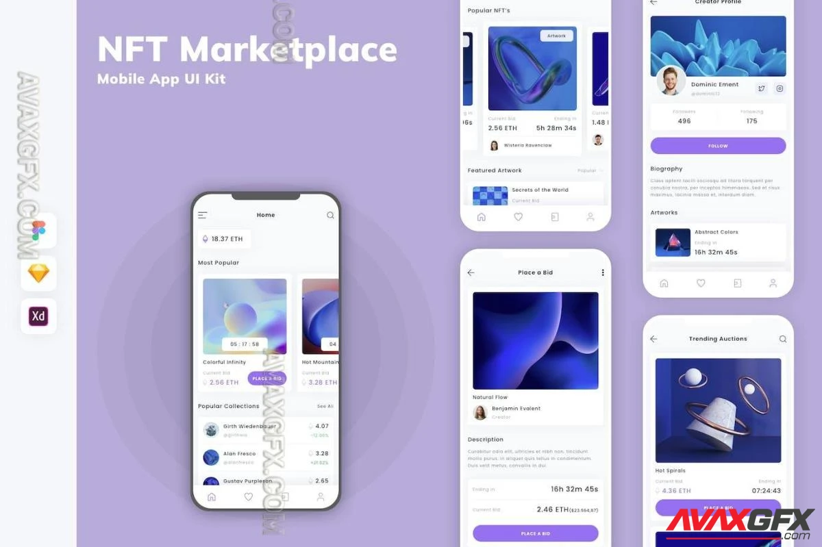 NFT Marketplace MobileApp UI Kit 4CDN8VN