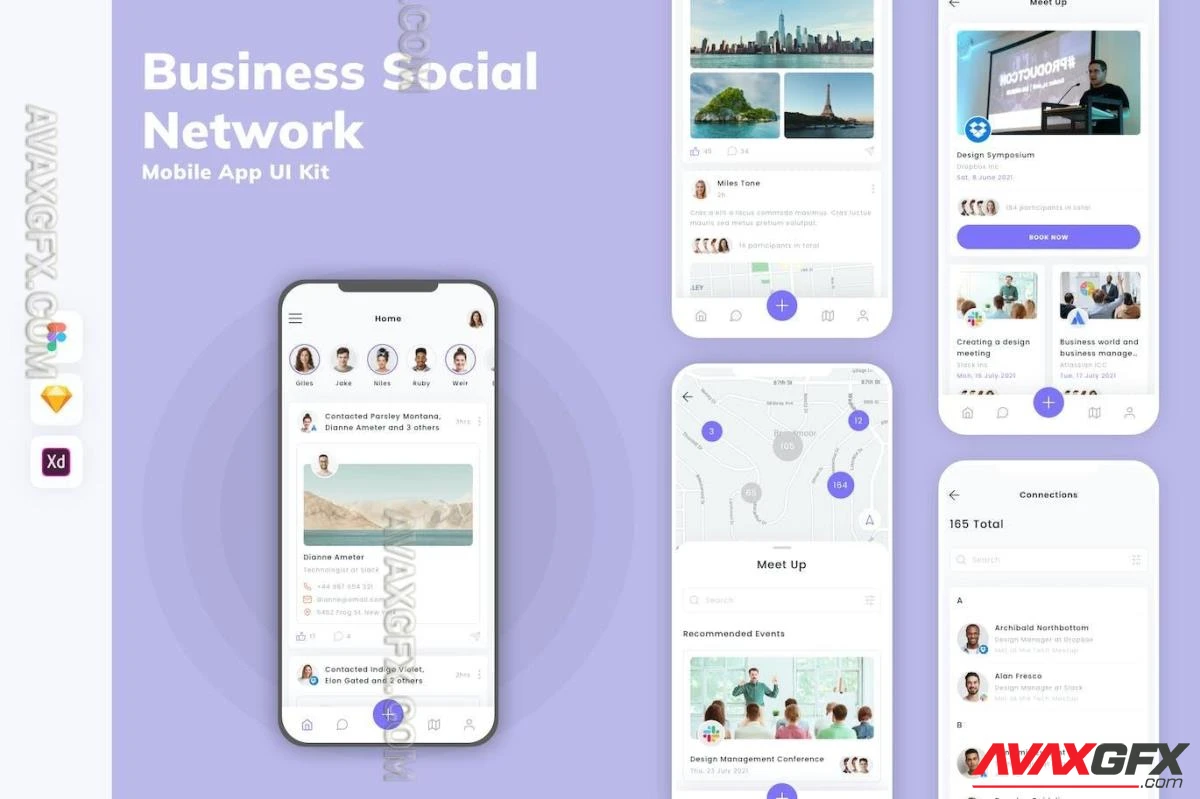 Business Social Network Mobile App UI Kit NNMUAZR