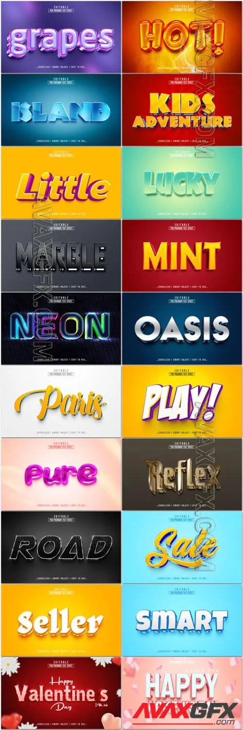 20 Psd style text effect editable set vol 81