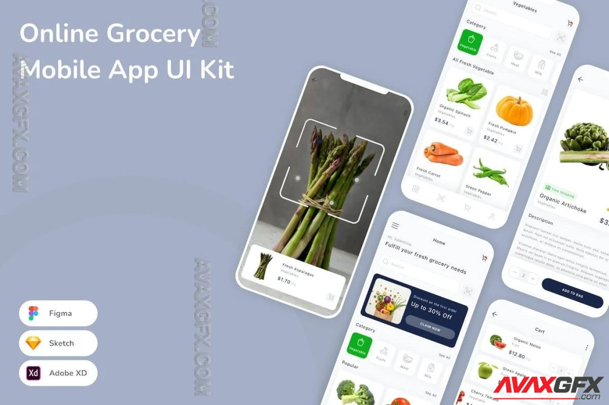 Online Grocery Mobile App UI Kit R6MF6W5