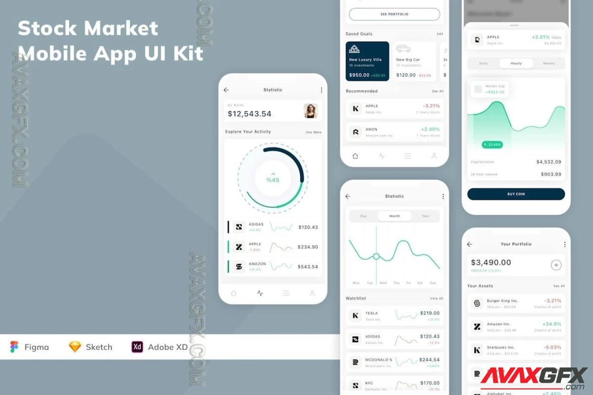 Stock Market Mobile App UI Kit QTFMG8K