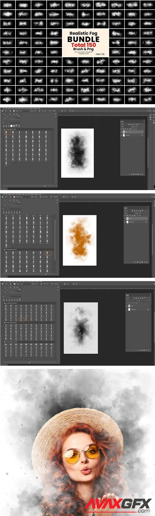 150 Photoshop Fog Brush & Png Bundle - 91881575