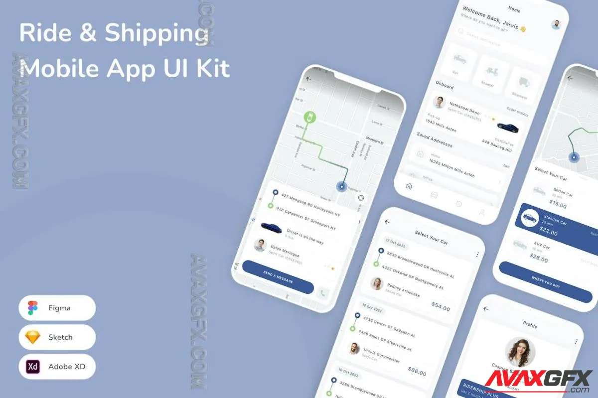 Ride & Shipping Mobile App UI Kit XGSQZ6K