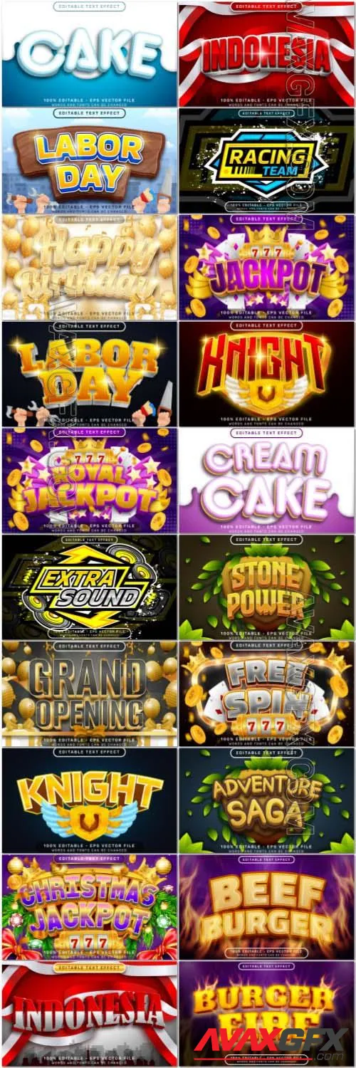 20 vector style text effect editable set vol 4