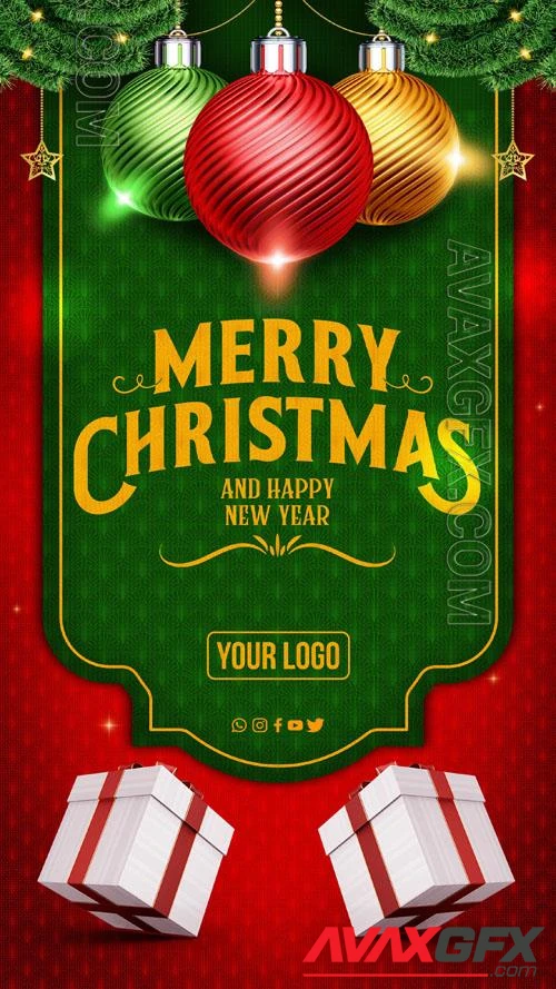 Social media stories happy instagram merry christmas and new year