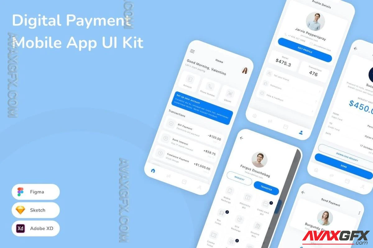 Digital Payment Mobile App UI Kit YA7F2YG