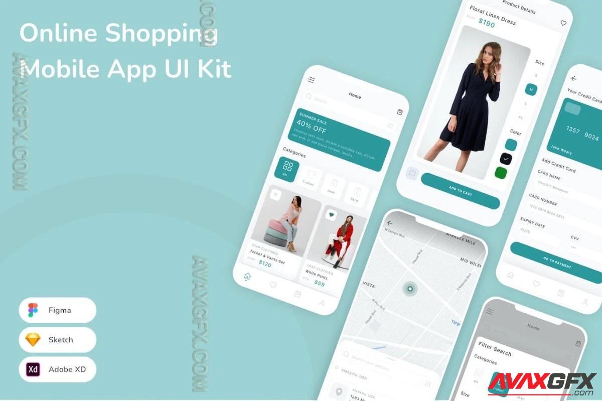 Online Shopping Mobile App UI Kit 525YERM