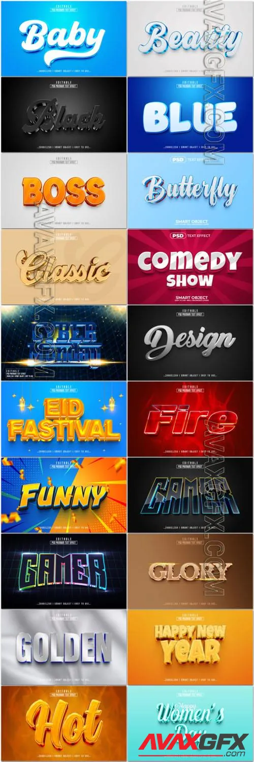 20 Psd style text effect editable set vol 83