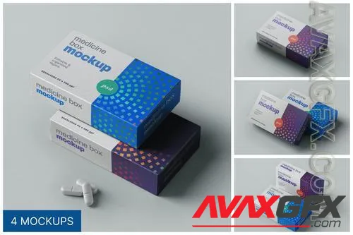 Pill Box Medicine Packaging Mockup Set