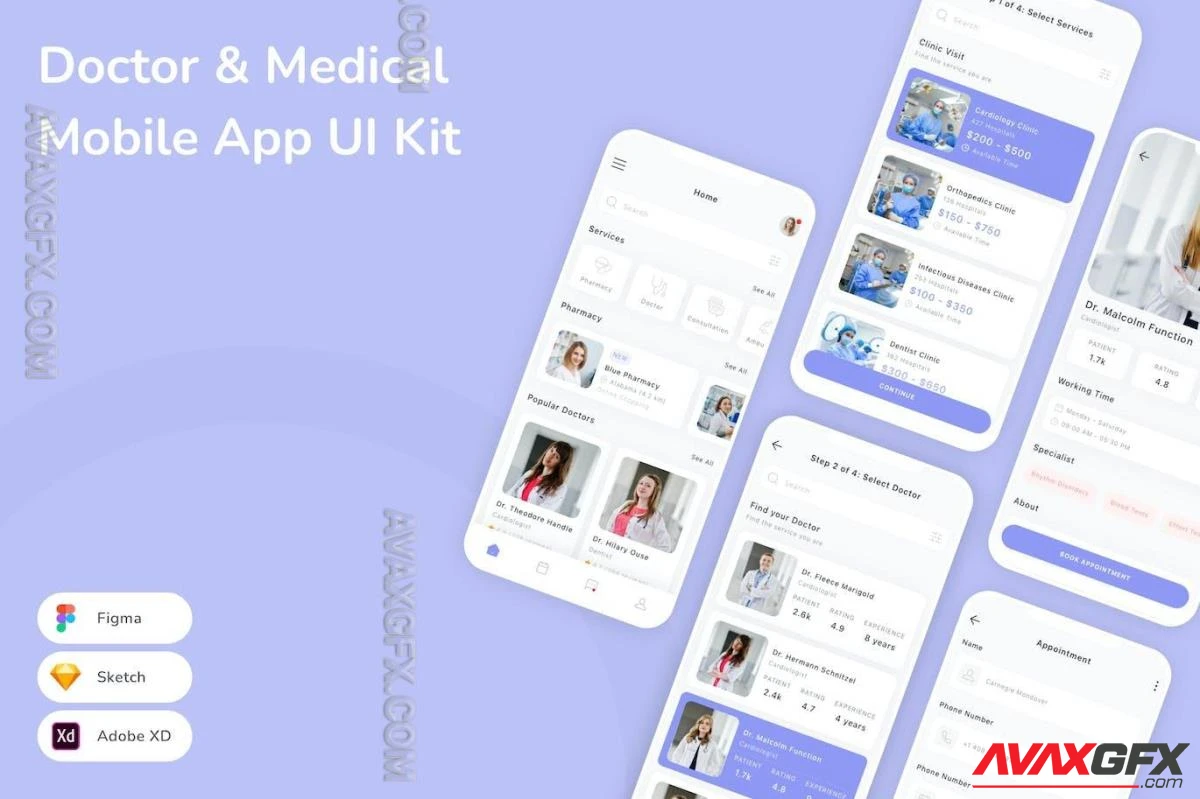 Doctor & Medical Mobile App UI Kit CE38NYJ