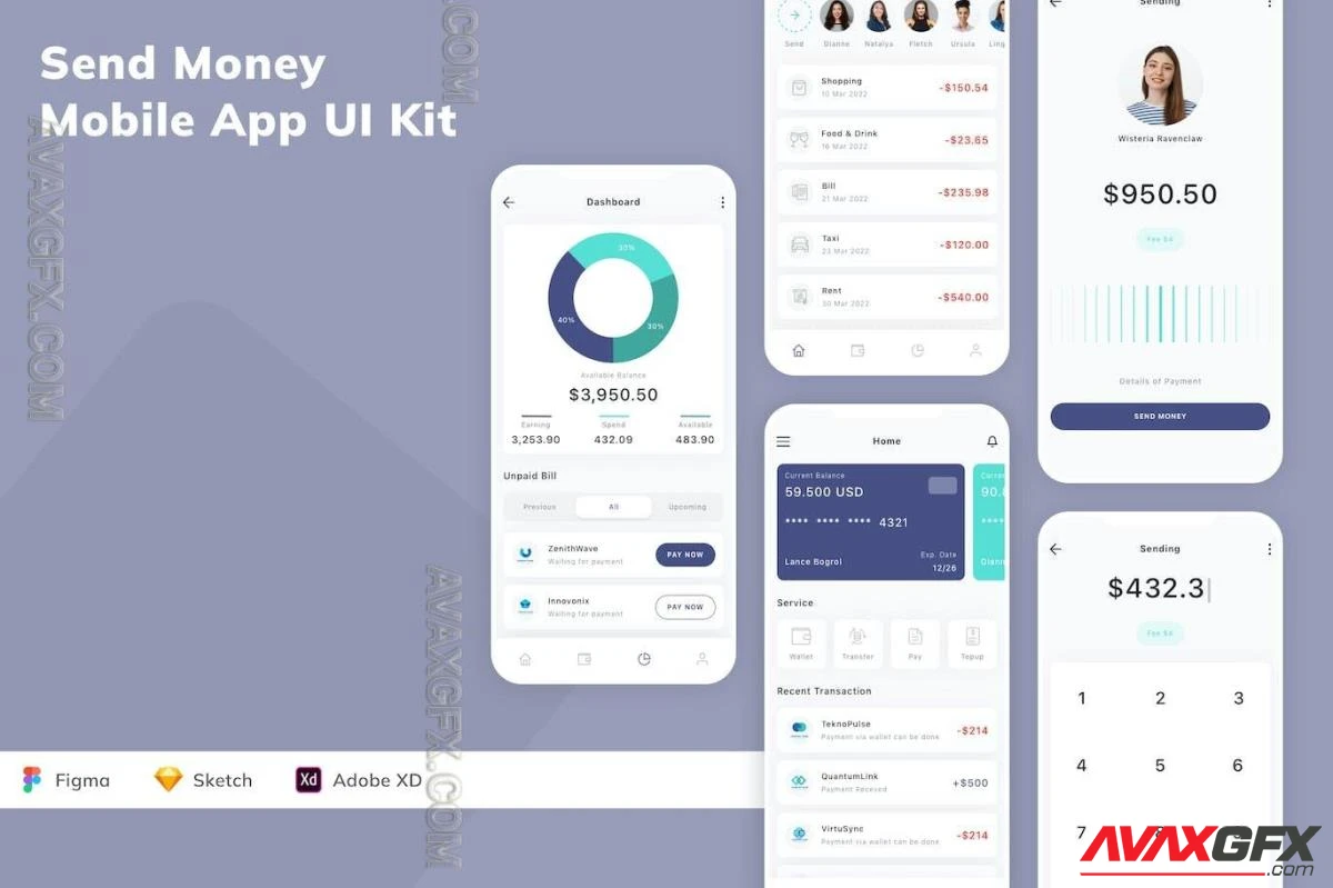 Send Money Mobile App UI Kit 2HEW92U