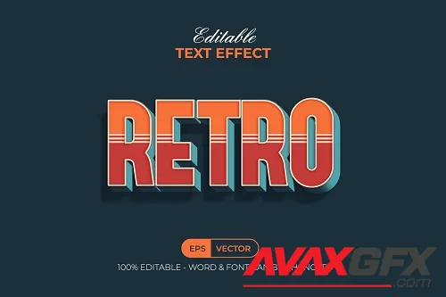 Retro Text Effect 3D Style - 91872258