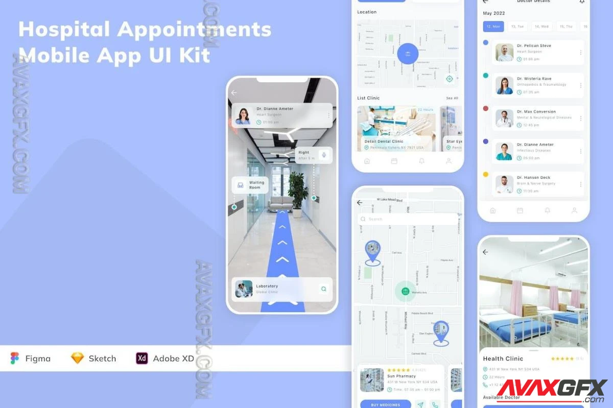 Hospital Appointments Mobile App UI Kit LHAYT3X