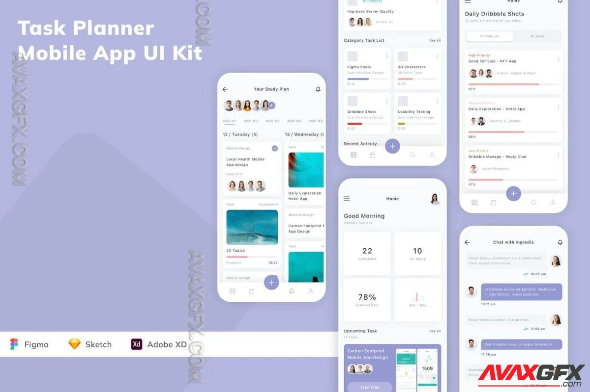 Task Planner Mobile App UI Kit XLJCJFP