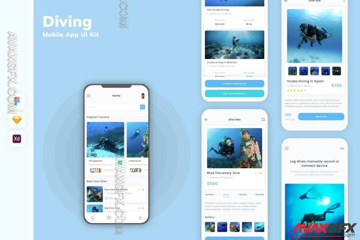 Diving Mobile App UI Kit D5YB948