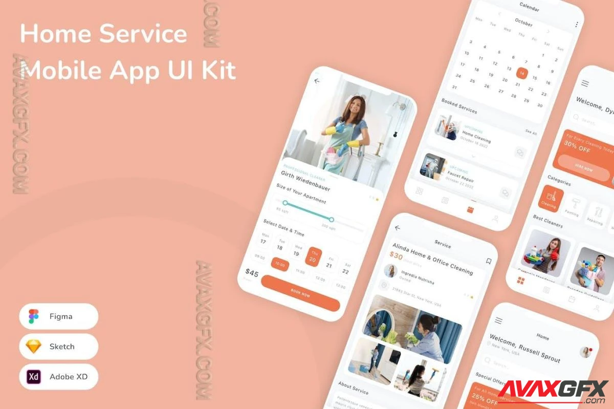 Home Service Mobile App UI Kit DZABCXS