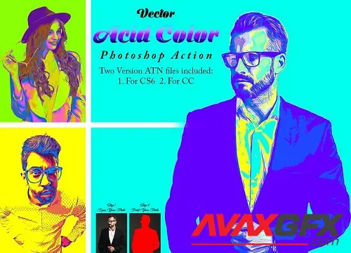 Vector Acid Color Photoshop Action - 91654805