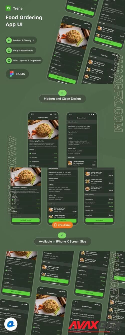 Trena - Food Ordering Dark Mode App UI 3TMHF95