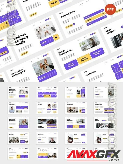 Purple Yellow Modern Business Company Profile