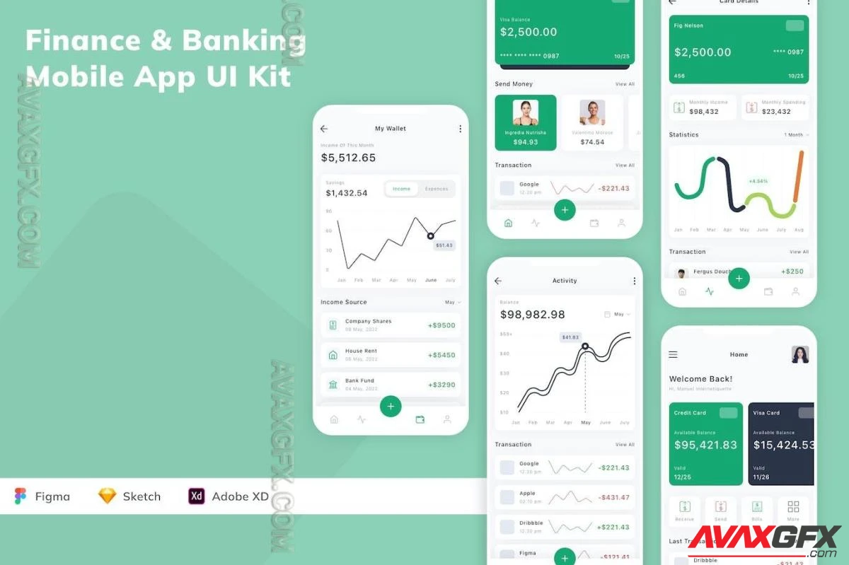 Finance & Banking Mobile App UI Kit 582PFTN