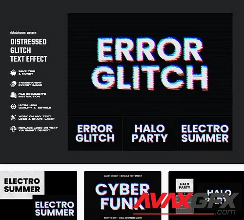 Distressed Glitch Text Effect - CBHW3KX