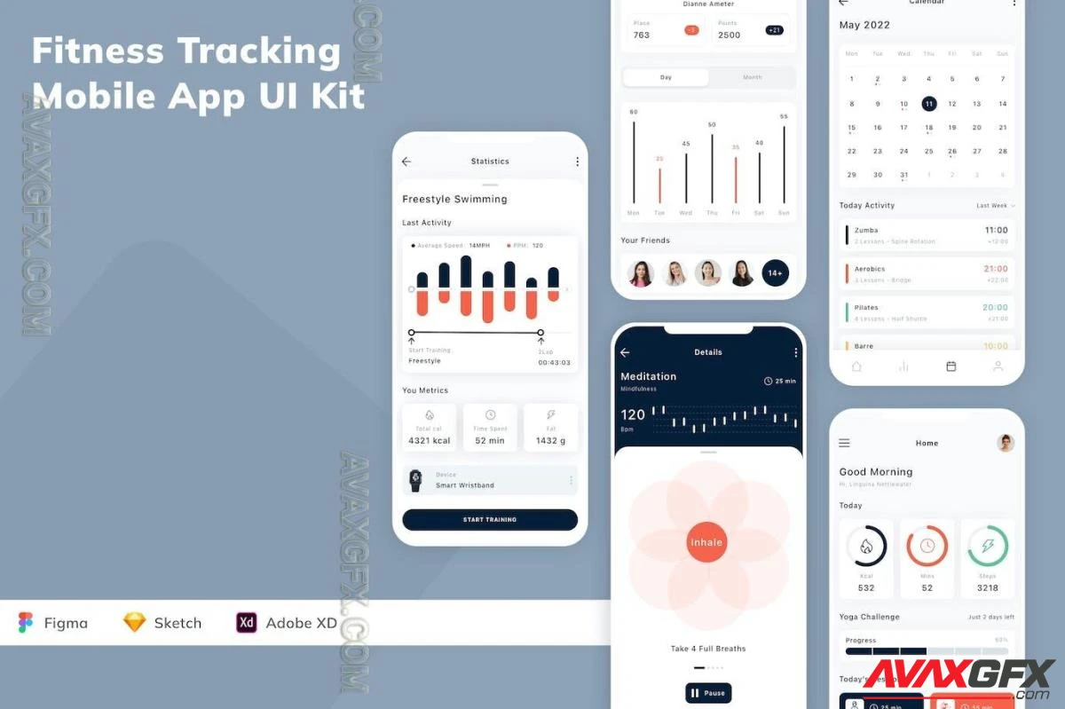 Fitness Tracking Mobile App UI Kit 96UXPHP
