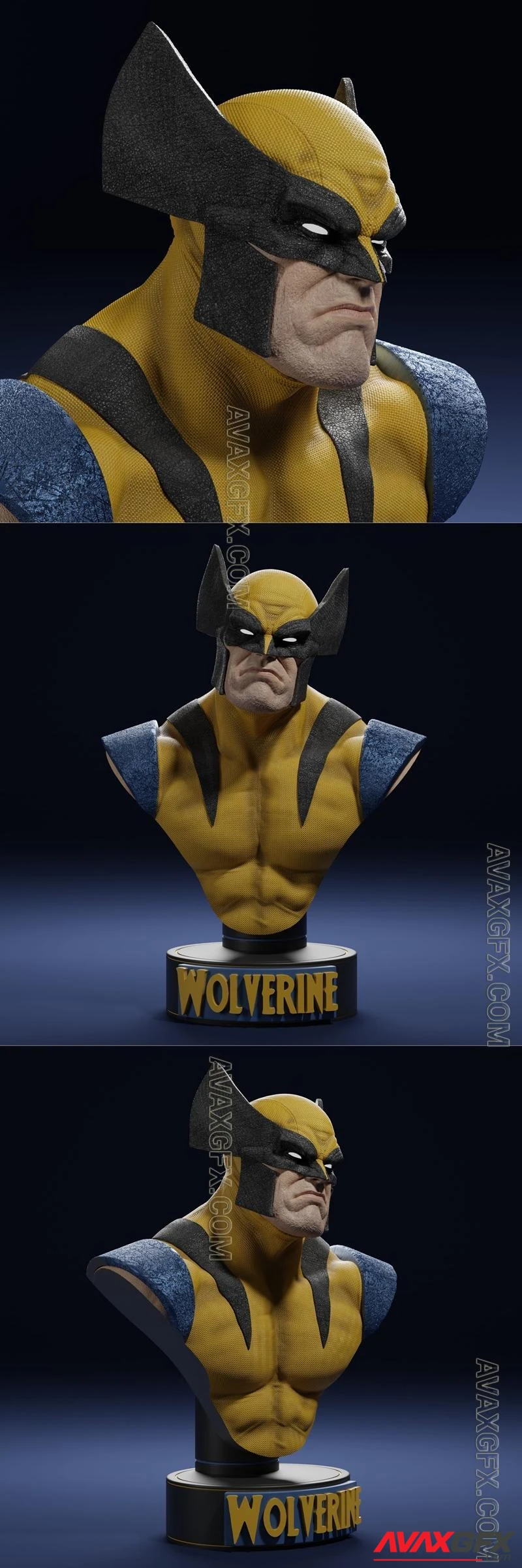 Wolverine Bust split - STL 3D Model