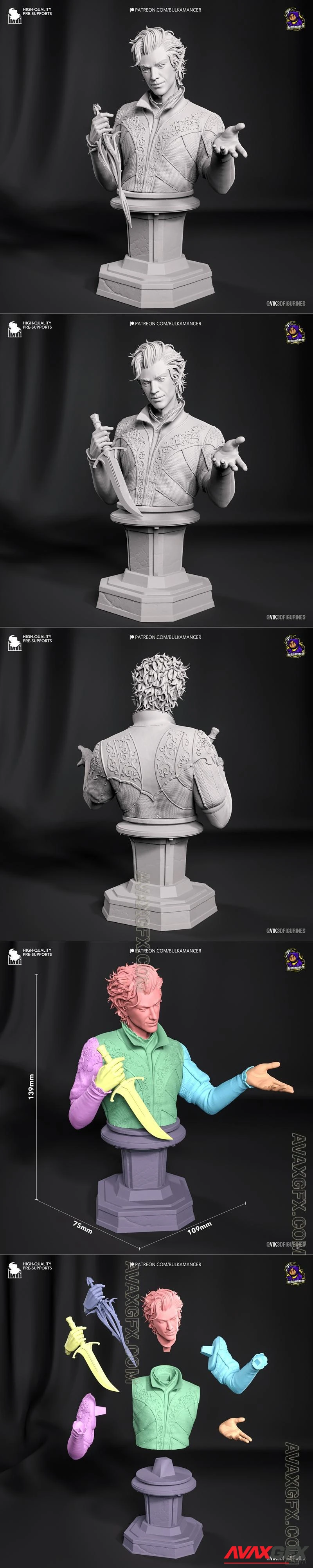 Bulkamancer Sculpts - Astarion - Baldurs Gate 3 Bust Version - STL 3D Model