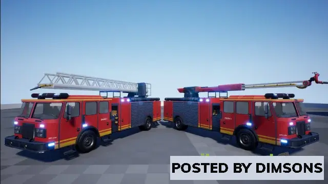 Unreal Engine Blueprints Drivable Firetruck Ladder & Water v5.3