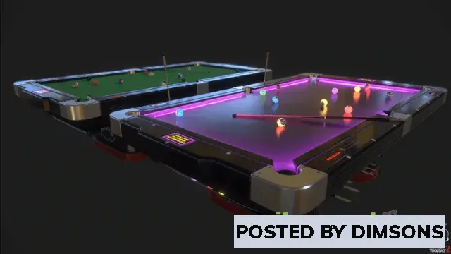 Unreal Engine Props Pool Table with Neon Balls v4.27+