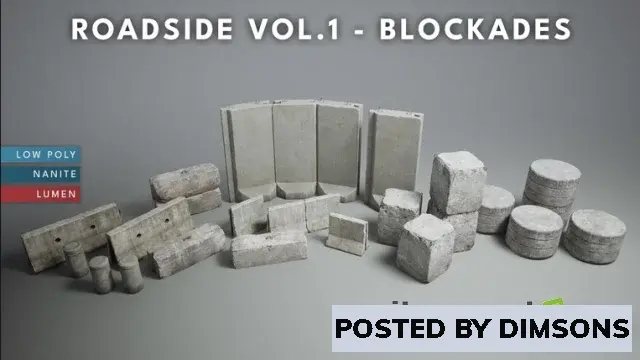 Unreal Engine Props Roadside VOL.1 - Blockades (Nanite and Low Poly Versions) v5.1-5.3