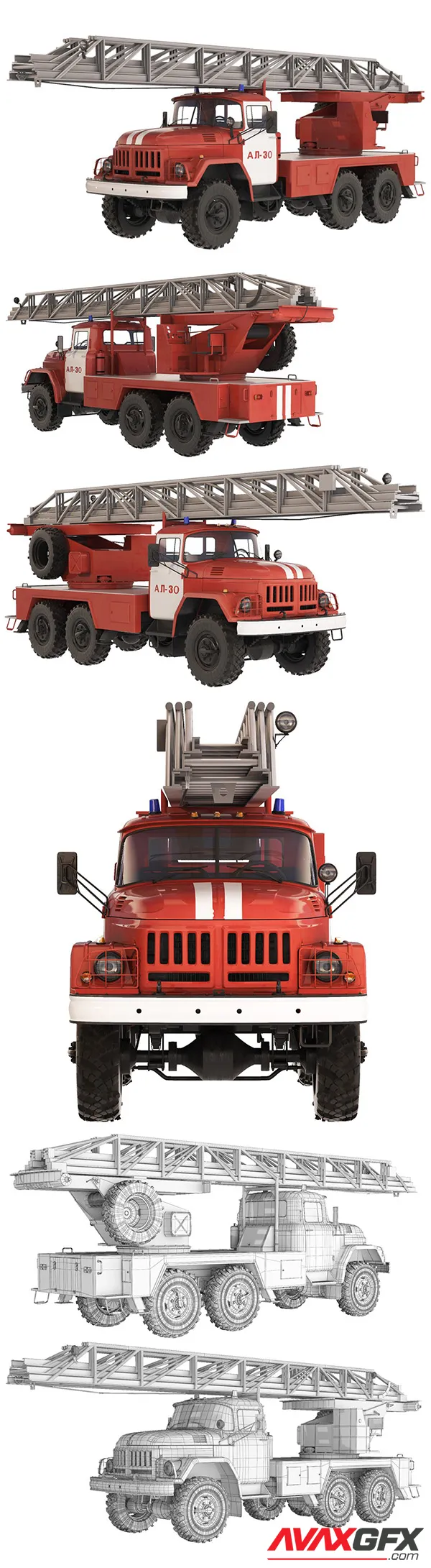 Zil 131 Al-30 Fire Truck 1988 3D Model