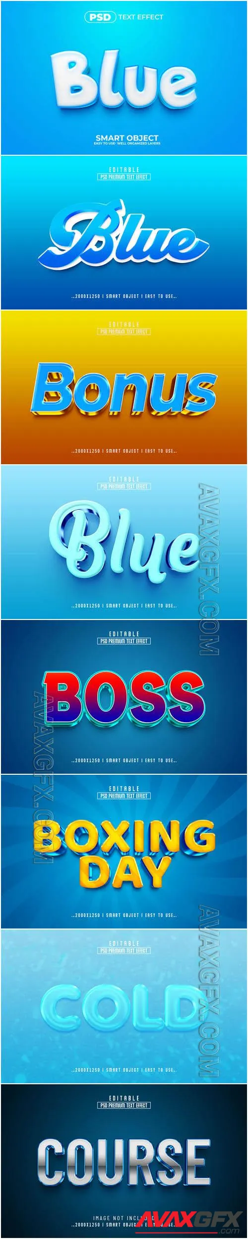 8 Psd style text effect editable set vol 43