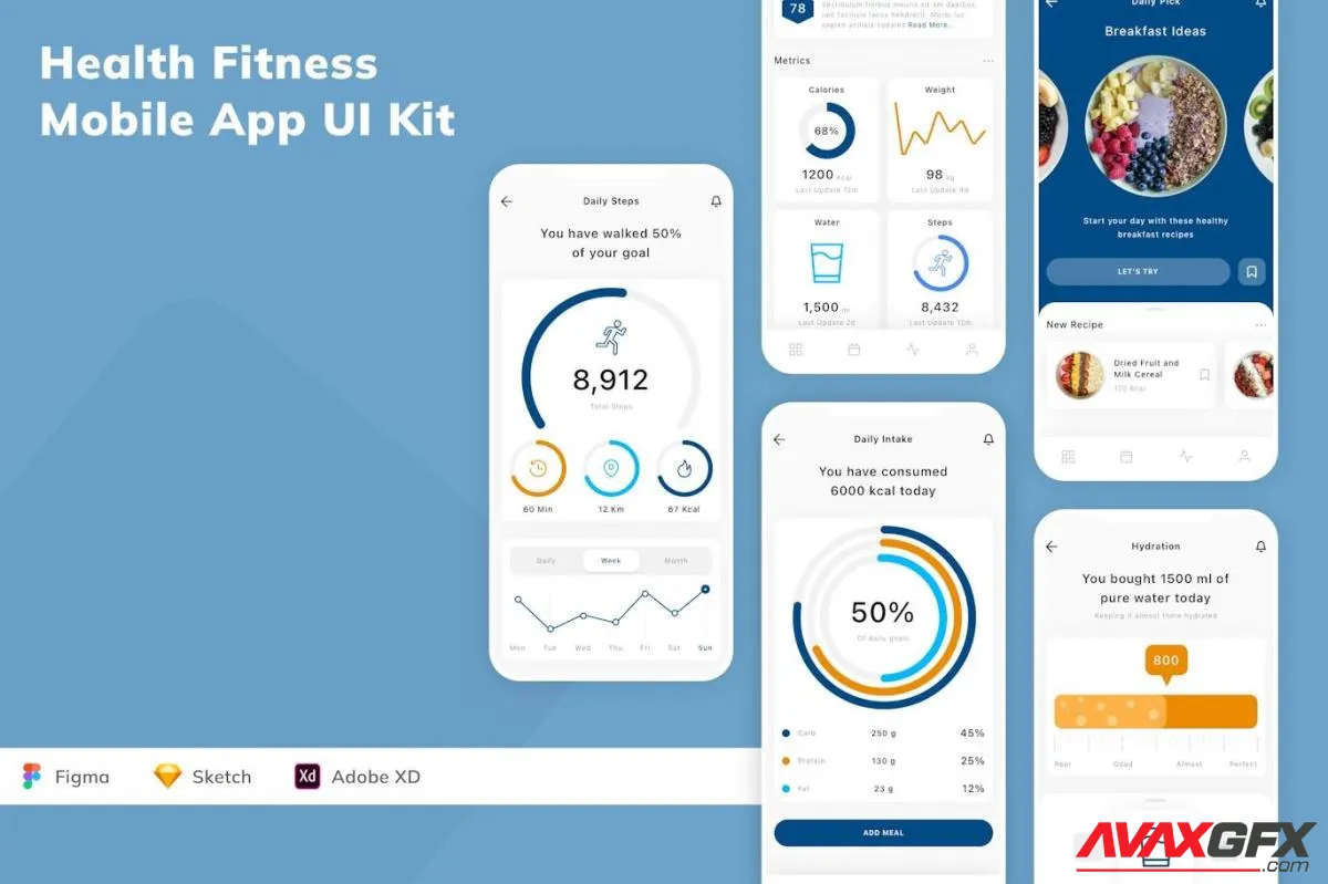 Health Fitness Mobile App UI Kit