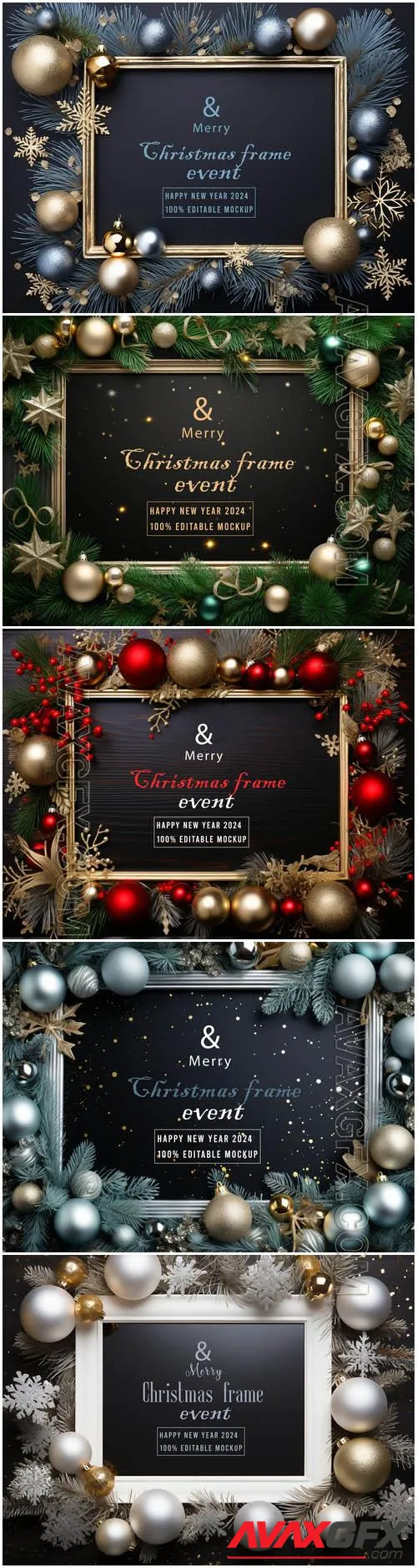 5 PSD merry christmas greeting frame background vol 1