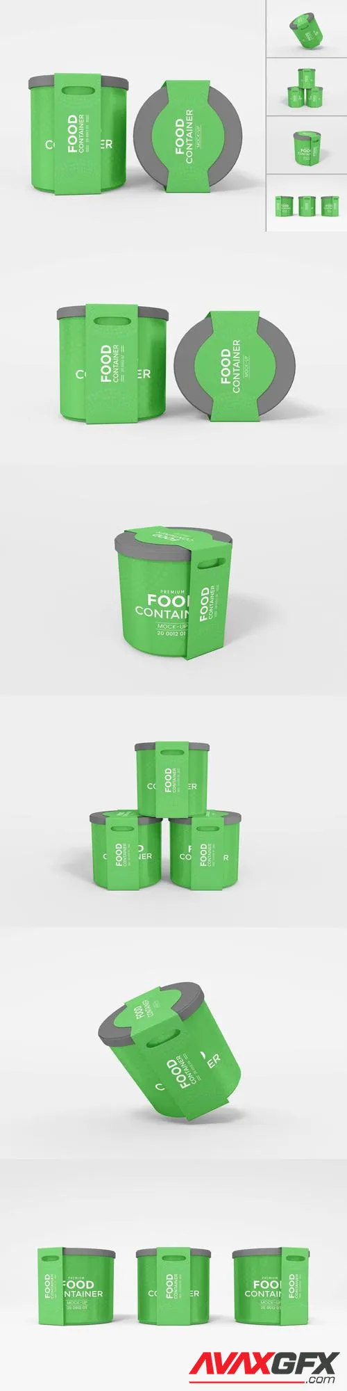 Food Container Sleeve Packaging Mockup Set