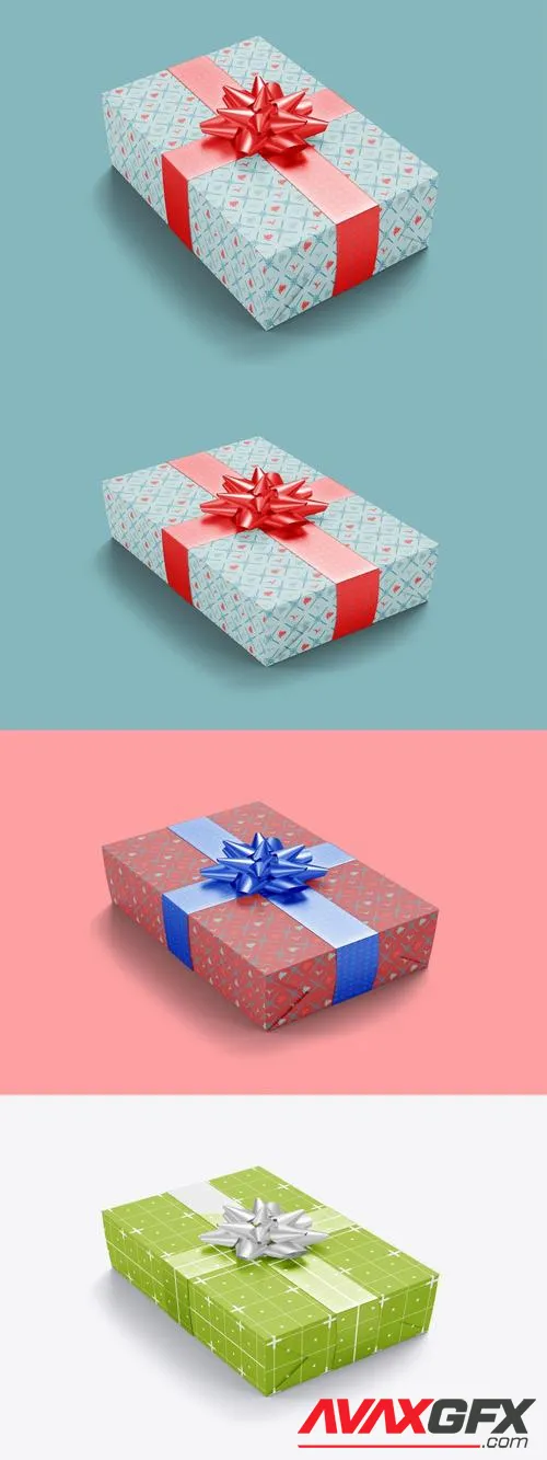 Gift Box Mockup with Bow Mockup