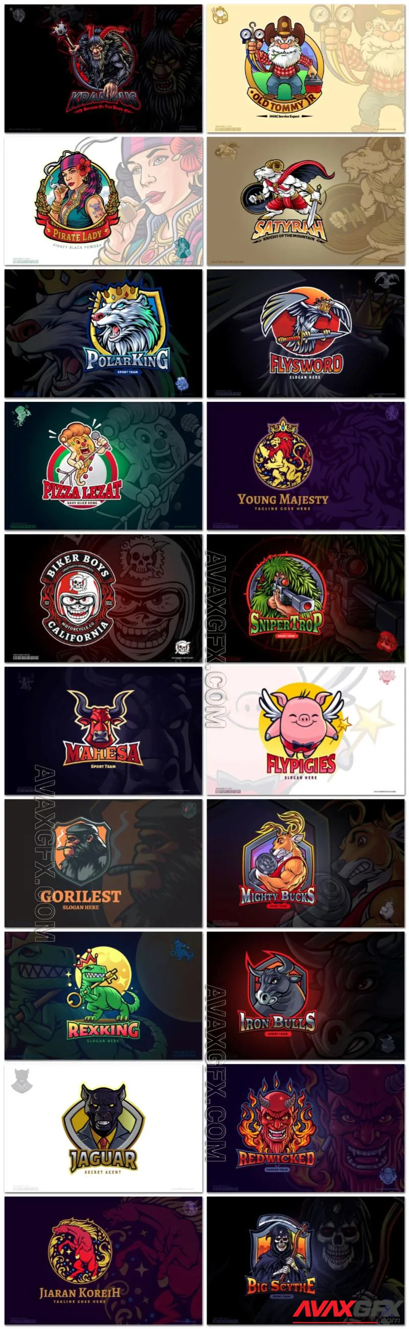 20 Mascot Logo Design Set