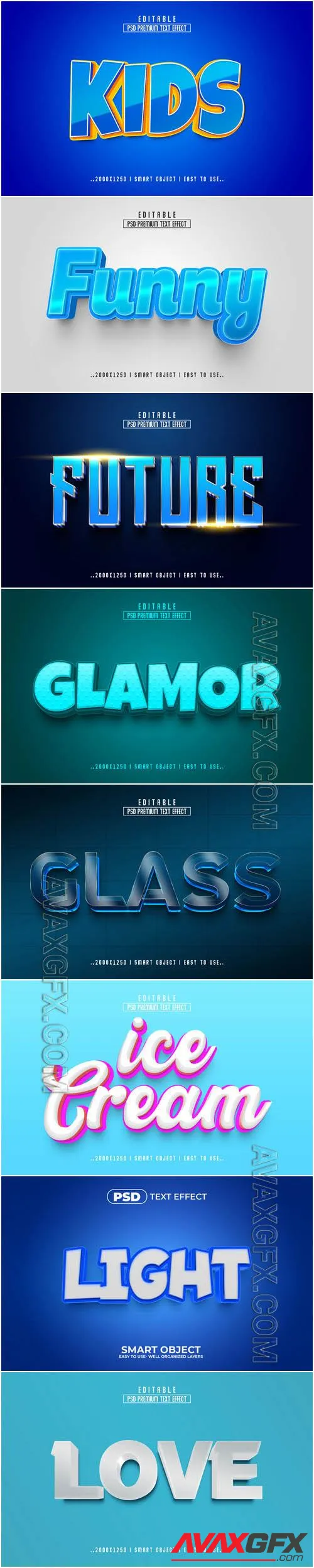 8 Psd style text effect editable set vol 63