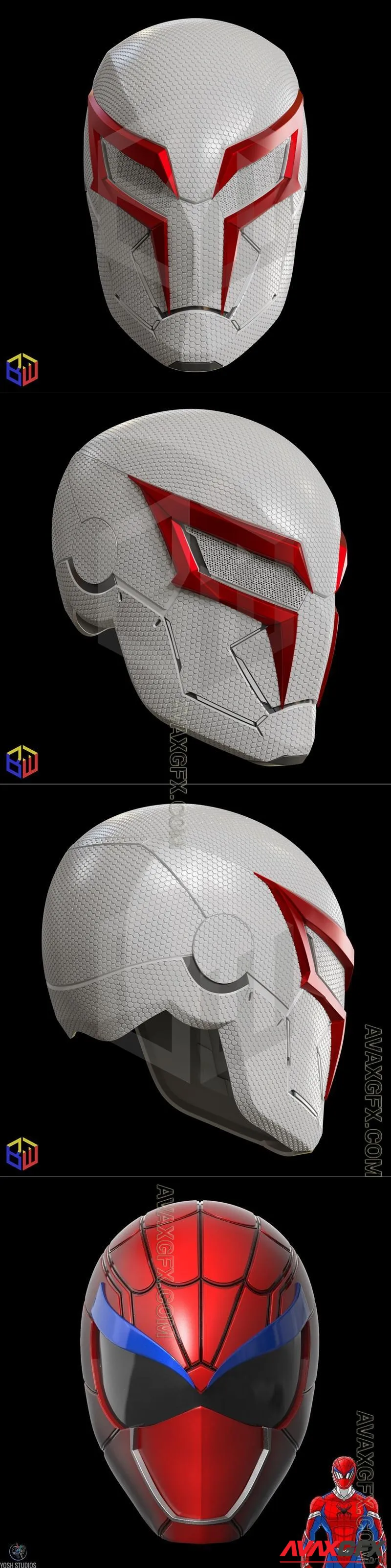 Spider-Man 2099 V2 Helmet Textured and Spider Man Ranger Helmet - STL 3D Model