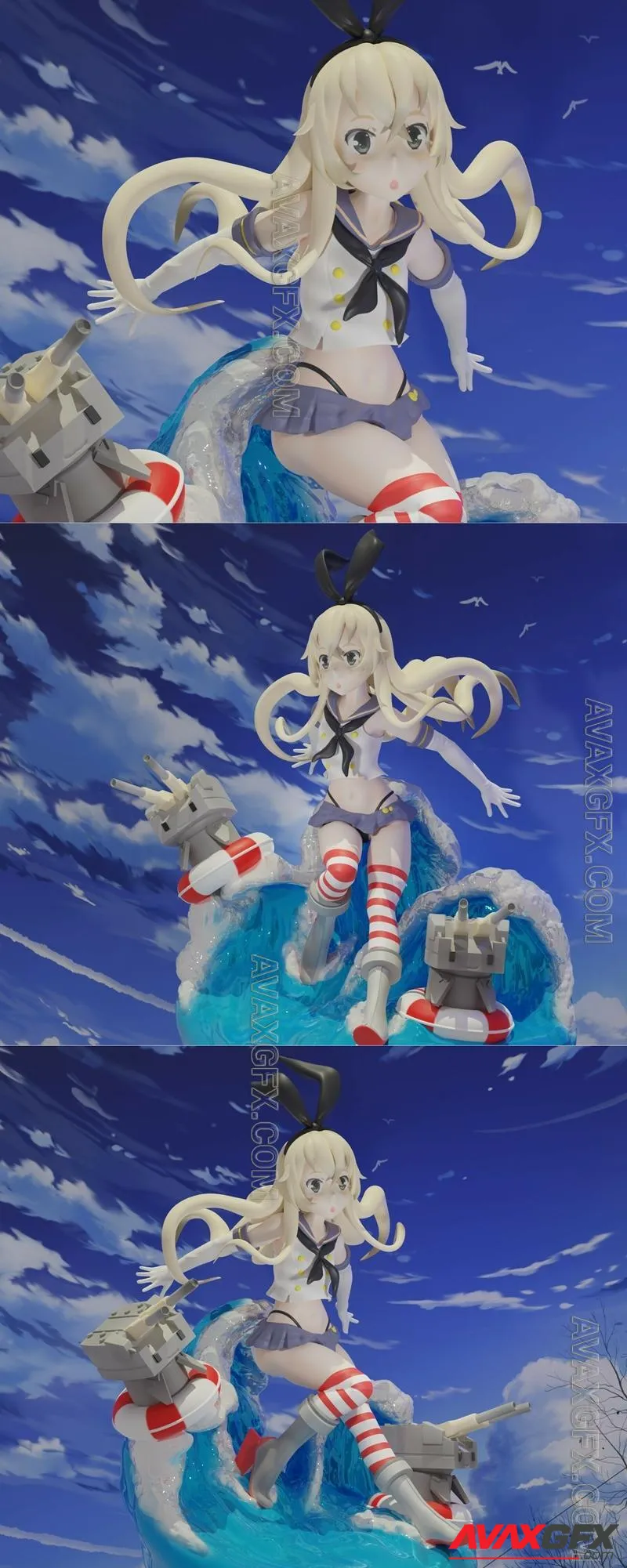 Shimakaze kantaii collection figure diorama - STL 3D Model