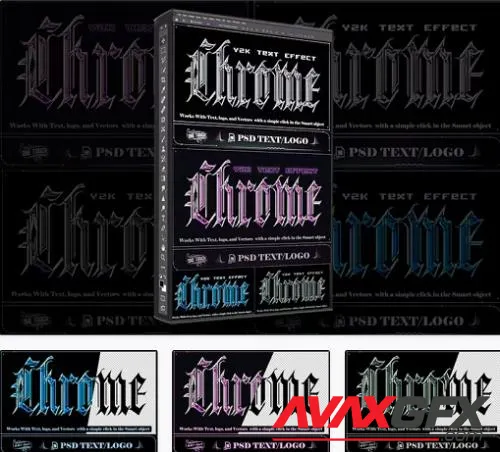 Bundle 4 PSD Chrome Text Effect - 92004800