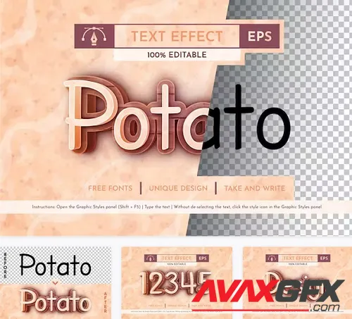 Potato - Editable Text Effect - 91679165